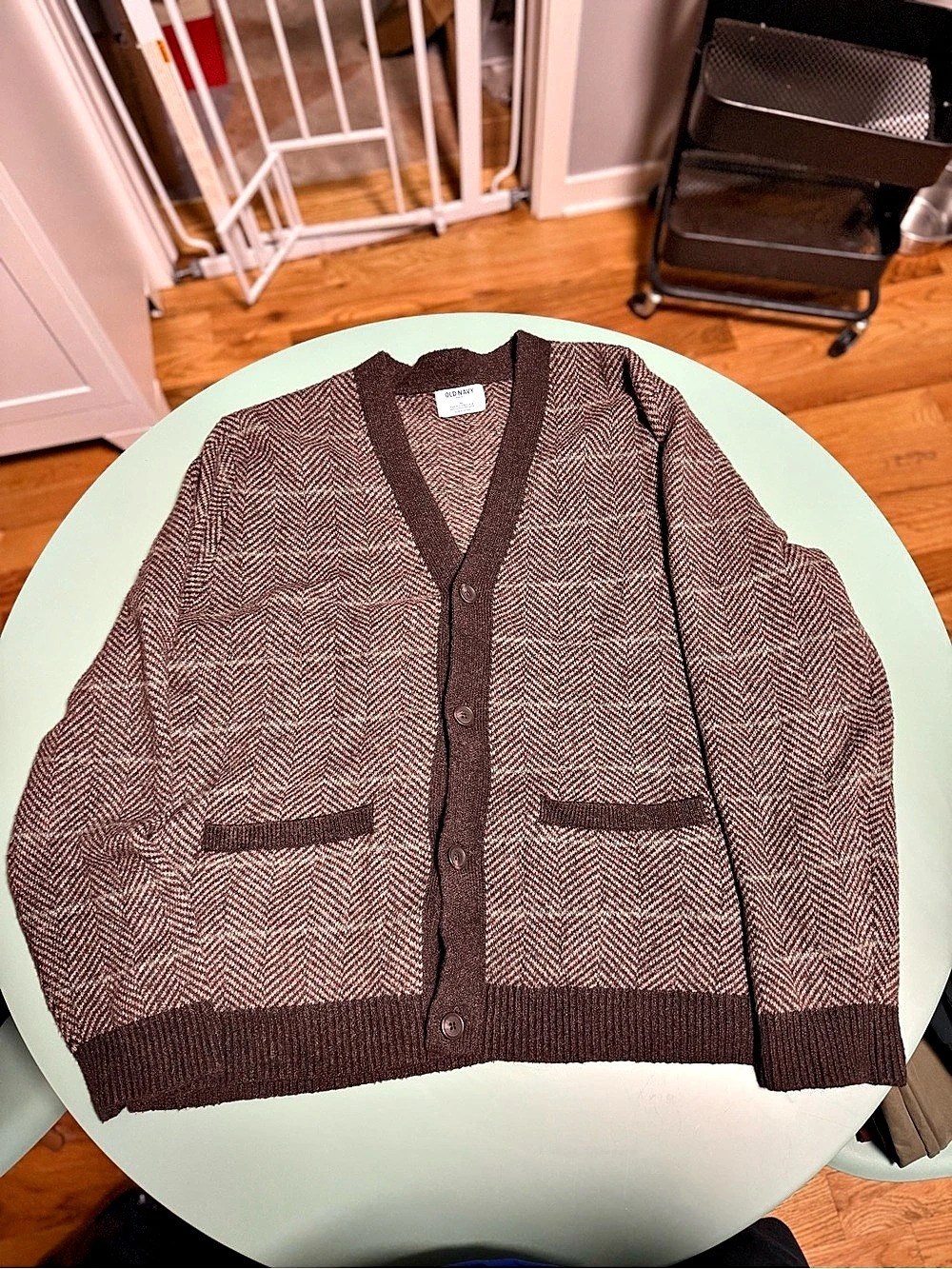 Old Navy Herringbone Cardigan in Brown & Pink XL Soft